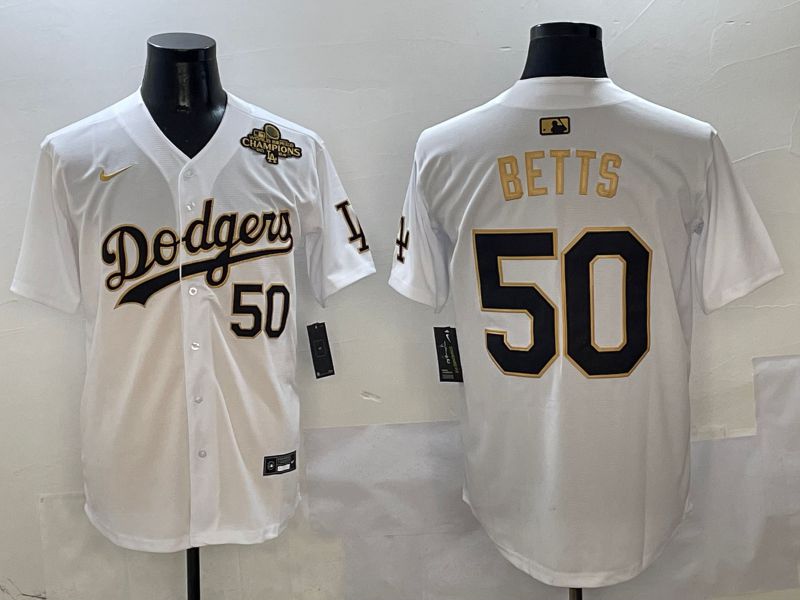Men Los Angeles Dodgers #50 Betts White Black Game Nike 2025 MLB Jersey style 7->los angeles dodgers->MLB Jersey